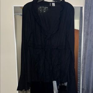 Ruffle Black Women's Top